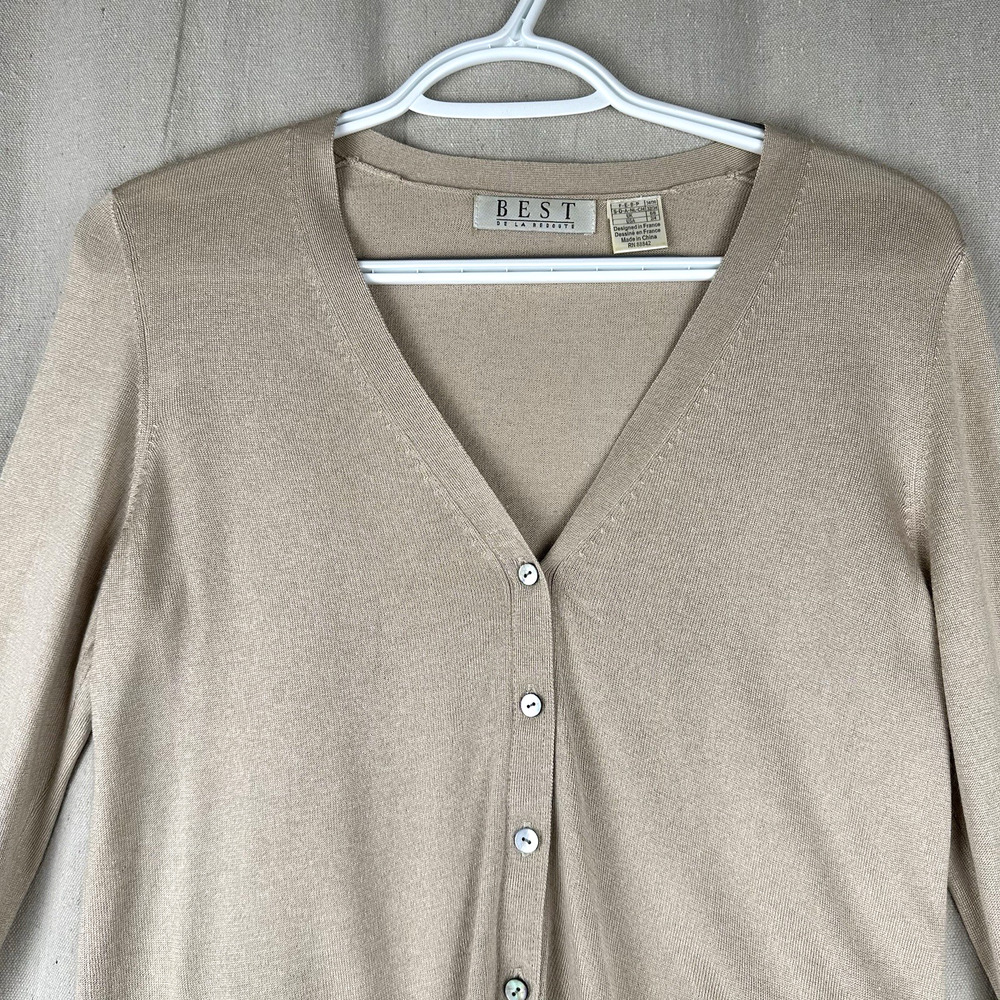 BEST De la Redoute | Sweater Size 2/4 Cream Ivory Long-sleeve Light V-Neck Silk